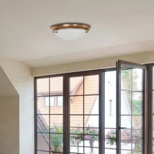 Plafondlamp Belleron 2785BR brons met wit glas Ø29 cm