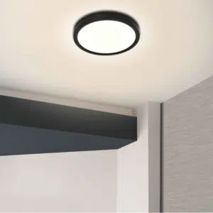 Steunhauwer Plafondlamp Luminix 4131ZW zwarte LED lamp Ø20 cm IP44